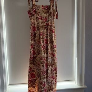 Gal Meets Glam Red and Cream Floral Maxi Dress
